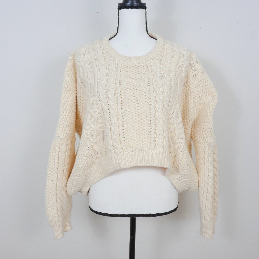 Marc by Marc Jacobs Cream Classic Cropped Fisherman Long Sleeve SZ M/L Sweater